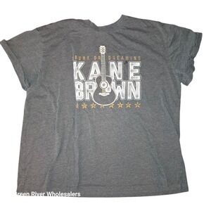 Kane Brown Graphic T-Shirt Drunk or Dreaming Guitar Stars Gray Plus‎ Size
